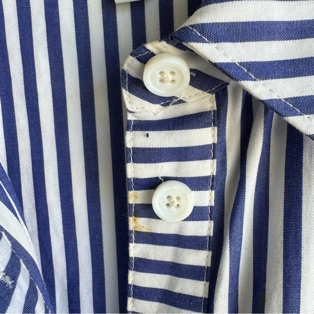 Veronica Beard Blue/White Striped Sleeveless Striped Flounce Dress - Picture 10 of 10